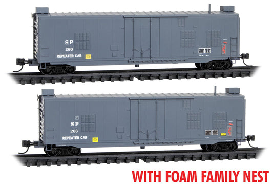 Micro - Trains Line 993 02 207 N, 50' Boxcar, Plug Door, 2 - Pack, Air Repeater, SP, 260, 266 - House of Trains