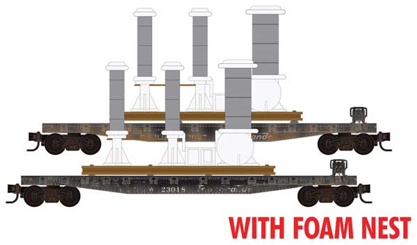 Micro-Trains Line 993 02 232 N, 50' Flat Car, Fishbelly Side, Side Mount Brake Wheel, 2-Pack, Weathered, Rio Grande, DRGW, 23018, 23027, with Power Load, some assembly required - House of Trains