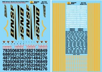 Microscale 48-745 O, BNSF Standard Cab Hood Diesels, 2005+, 2 sheets - House of Trains