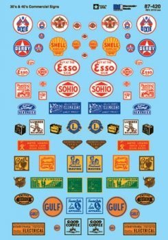 Microscale 60 - 420 N, Structure Signs, Commercial, 1930's to 1940's - House of Trains