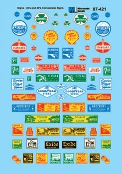 Microscale 60 - 421 N, Structure Signs, Commercial, 1930's to 1940's - House of Trains