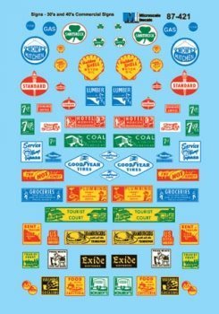 Microscale 60 - 421 N, Structure Signs, Commercial, 1930's to 1940's - House of Trains