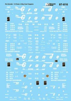 Microscale 60-816 N, Rio Grande, 12 Panel 4 Bay Open Hoppers, 1970+ - House of Trains