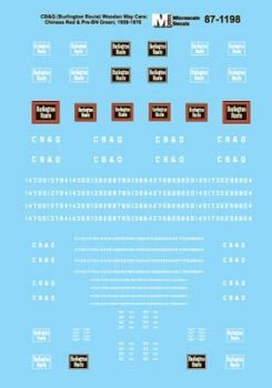 Microscale 87 - 1198 HO, Wood Way Cars, Cabooses, CBQ, Burlington, 1947 - 54 - House of Trains