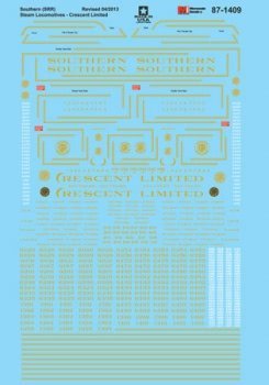 Microscale 87 - 1409 HO, Southern Crescent, Steam Locomotives, Gold Lettering - House of Trains