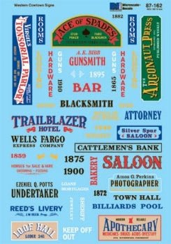 Microscale 87 - 162 HO, Structure Signs, Rural Town, 1870s - 1920s - House of Trains