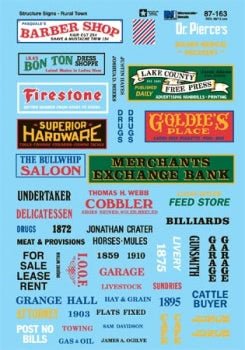 Microscale 87 - 163 HO, Structure Signs, Rural Town, 1870s - 1920s - House of Trains