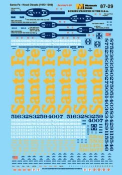 Microscale 87 - 29 HO, Santa Fe, Hood Diesels, 1972 - 1996 - House of Trains