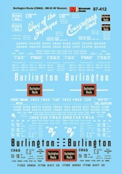 Microscale 87 - 412 HO, Chicago Burlington Quincy, 40' Boxcar, 1960 - 1970 - House of Trains