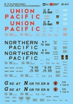 Microscale 87 - 417 HO, Assorted 40' Airslides, Union Pacific, Northern Pacific, Great Northern - House of Trains