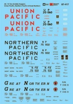 Microscale 87 - 417 HO, Assorted 40' Airslides, Union Pacific, Northern Pacific, Great Northern - House of Trains