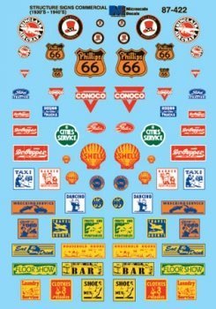 Microscale 87-422 HO, Structure Signs, Commercial, 1930's to 1940's - House of Trains