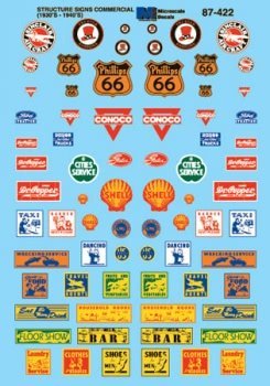 Microscale 87 - 422 HO, Structure Signs, Commercial, 1930's to 1940's - House of Trains