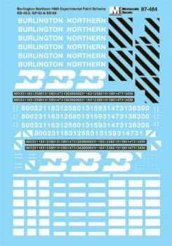 Microscale 87 - 484 HO Scale, Burlington Northern, GP50 SD40 - 2 SD60 Diesels, 1985 - 1989 - House of Trains
