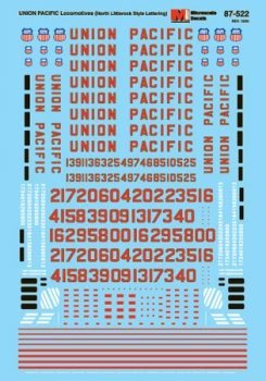 Microscale 87 - 522 HO, Union Pacific, Diesels, North Littlerock Squared Lettering, 1984 - 1986 - House of Trains