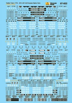 Microscale 87 - 822 HO, Trailer Train, 48', 53', All Purpose Spine Cars - House of Trains