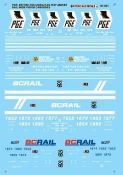 Microscale 87 - 931 HO, British Columbia Railway, BC Rail, Pacific Great Eastern, Cabooses, 1969 - 1972 - House of Trains