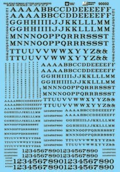 Microscale 90002 HO, Railroad Roman, Letters and Numbers, Black - House of Trains