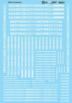 Microscale 90021 HO, Gothic, Condensed, Letters and Numbers, White - House of Trains