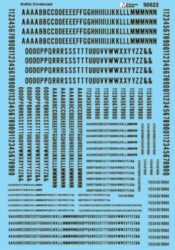 Microscale 90022 HO, Gothic, Condensed, Letters and Numbers, Black - House of Trains