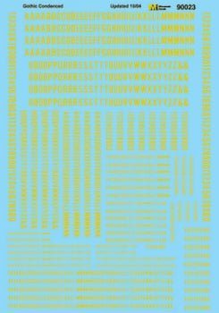 Microscale 90023 HO, Gothic, Condensed, Letters and Numbers, Gold - House of Trains