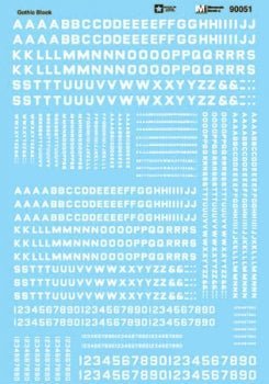 Microscale 90051 HO, Block Gothic, Letters and Numbers, White - House of Trains