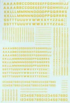 Microscale 90056 HO, Block Gothic, Letters and Numbers, Yellow - House of Trains