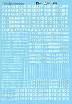 Microscale 90101 HO, Railroad Gothic, Letters and Numbers, White - House of Trains