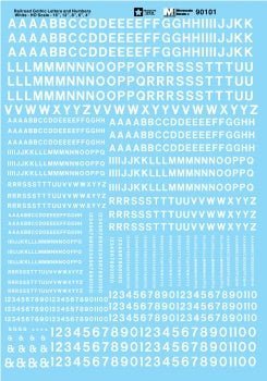 Microscale 90101 HO, Railroad Gothic, Letters and Numbers, White - House of Trains
