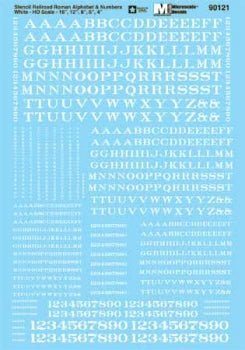 Microscale 90121 HO, Railroad Roman, Stencil, Letters and Numbers, White - House of Trains