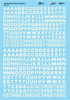 Microscale 90311 HO, Block Gothic, Letters and Numbers, White - House of Trains