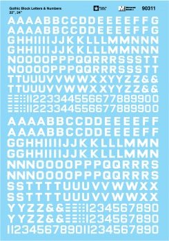 Microscale 90311 HO, Block Gothic, Letters and Numbers, White - House of Trains