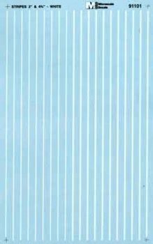 Microscale 91101 HO, Striping, 3" and 4¾" Widths, White - House of Trains