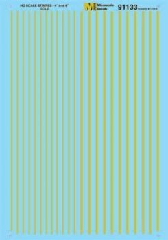 Microscale 91133 HO, Striping, 4" and 6" Widths, Gold - House of Trains