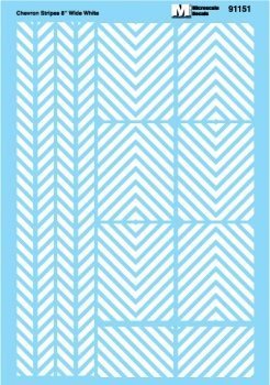 Microscale 91151 HO, Striping, 8" Wide, 45° Angle, White, Santa Fe - House of Trains