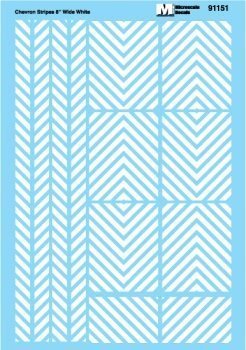 Microscale 91151 HO, Striping, 8" Wide, 45° Angle, White, Santa Fe - House of Trains