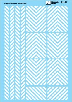 Microscale 91151 HO, Striping, 8" Wide, 45° Angle, White, Santa Fe - House of Trains