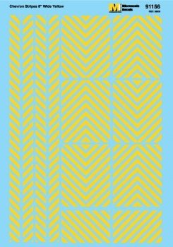 Microscale 91156 HO, Striping, 8" Wide, 45° Angle, Yellow - House of Trains