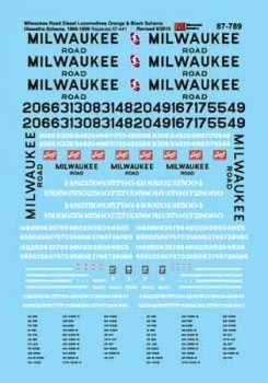 Microscale Decals 60 - 789 N Scale, Milwaukee Road Locomotives, Orange and Black Scheme, 1960 - 87 - House of Trains