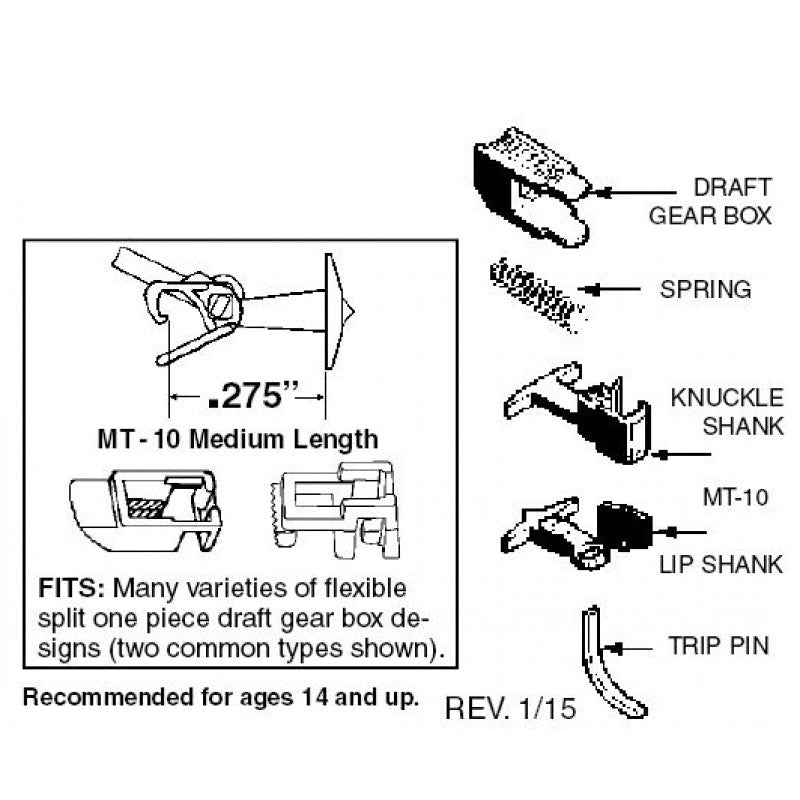 MTL 001 30 013 (1129) N Universal MT - 10 Medium 'T' Shank Coupler Conversion Kit - House of Trains