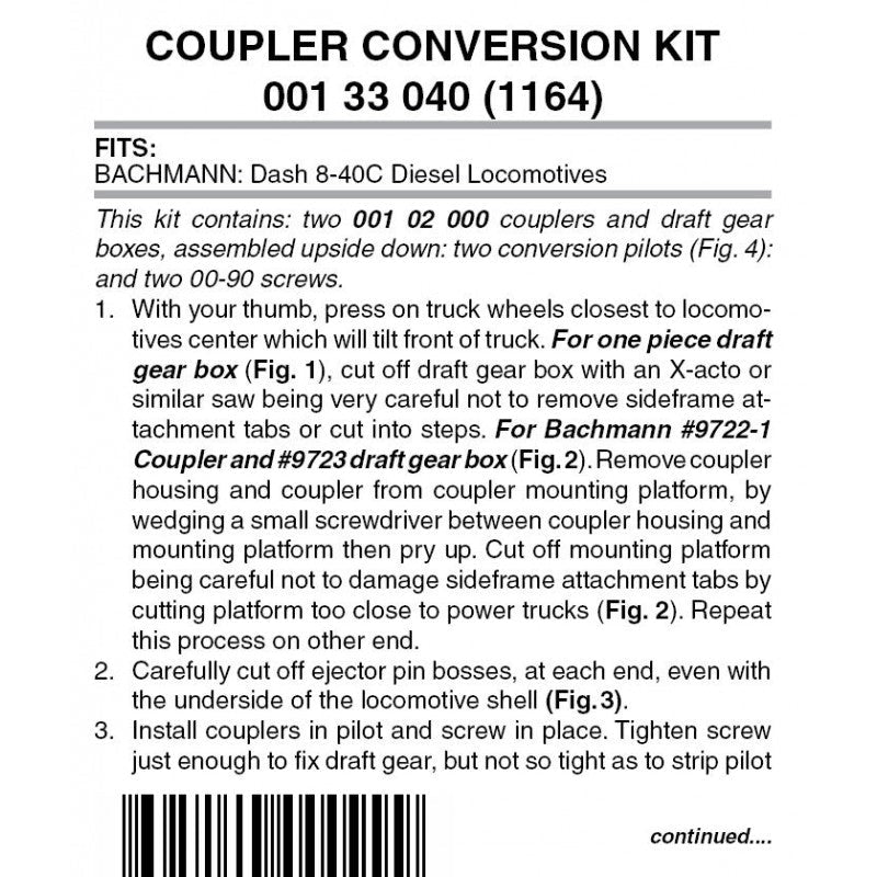 MTL 001 33 040 N Coupler Conversion, Bachmann Dash 8 - 40C - House of Trains
