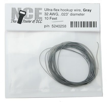 NCE 5240258 32 AWG Ultra Flex Wire, 10 Feet, Gray - House of Trains