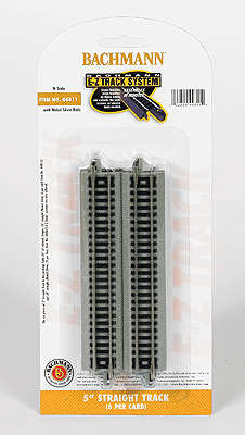 Bachmann 44811 N Nickel Silver E-Z Track 5" Straight (6 Pieces)