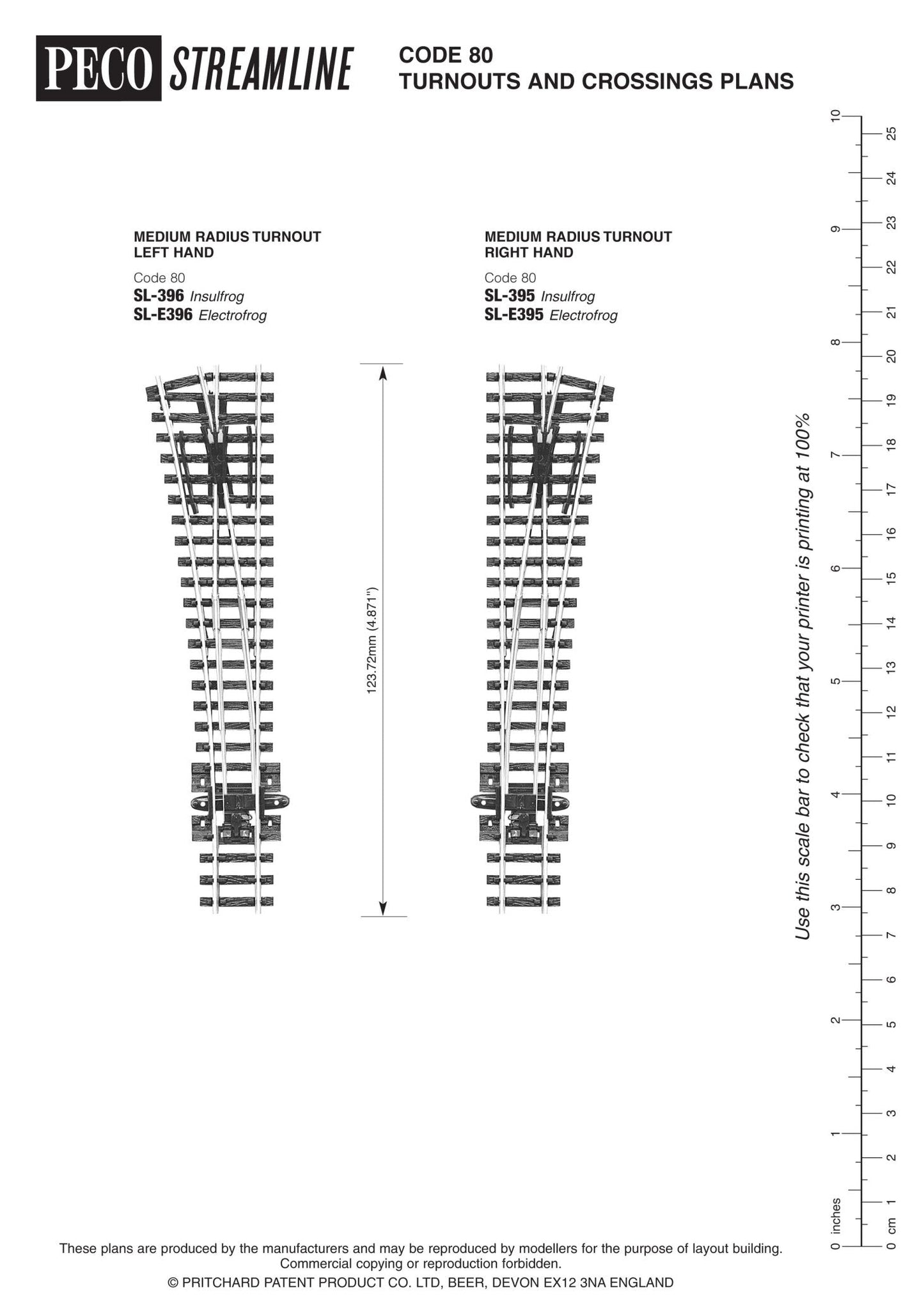 Peco SL - 395 N, Code 80 Insulfrog, 6, Medium, Right Hand Turnout - House of Trains