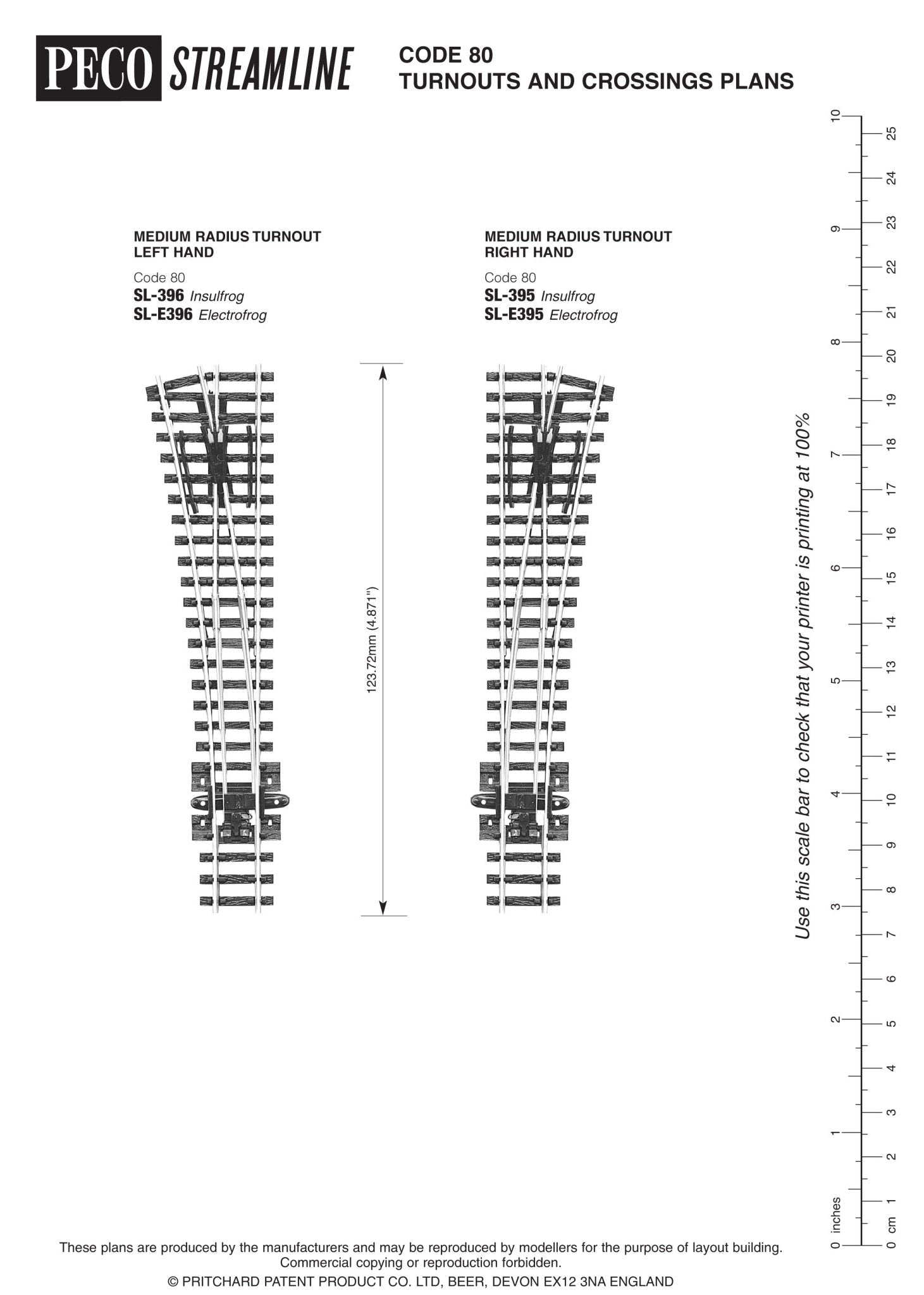 Peco SL - 395 N, Code 80 Insulfrog, 6, Medium, Right Hand Turnout - House of Trains