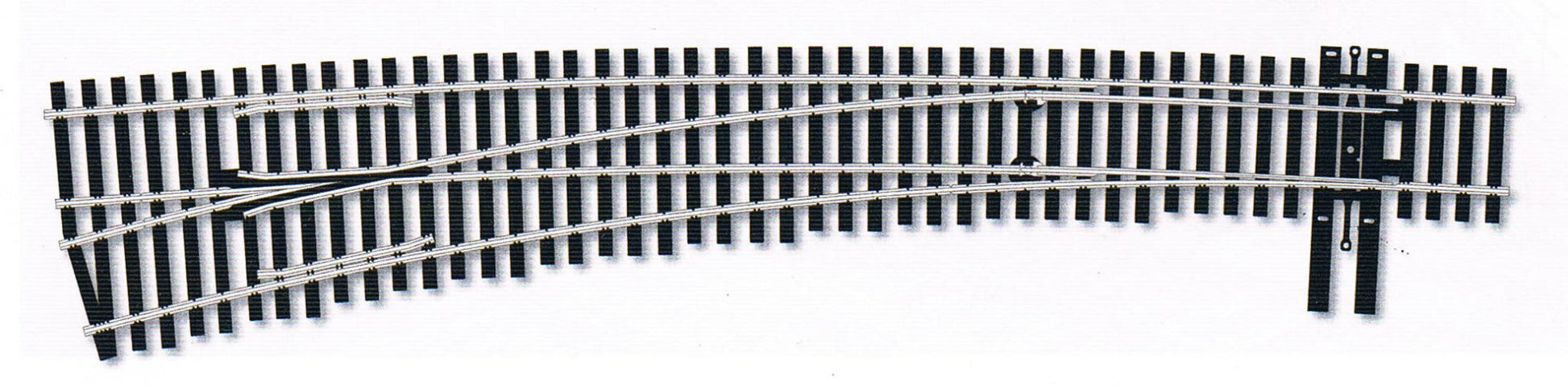 Peco SL - E8377 HO, Code 83, Electrofrog, Curved, Number 7 Left Hand Turnout - House of Trains