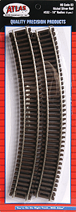 Atlas 532 HO, Code 83, 18" Radius Curve, 30 Degree, 6 Pieces