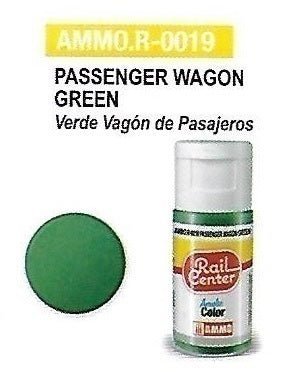 Rail Center Paint R - 0019, Passenger Wagon Green, 15ml bottle, Acrylic Paint - House of Trains