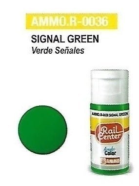 Rail Center Paint R - 0036, Signal Green, 15ml bottle, Acrylic Paint - House of Trains