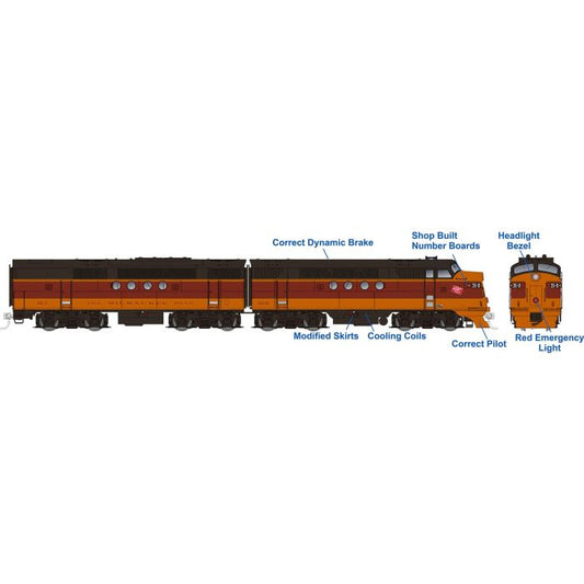 Rapido 53015 HO, EMD FT Set (A+B), DC, Silent, MILW 35-D, 35-C - House of Trains